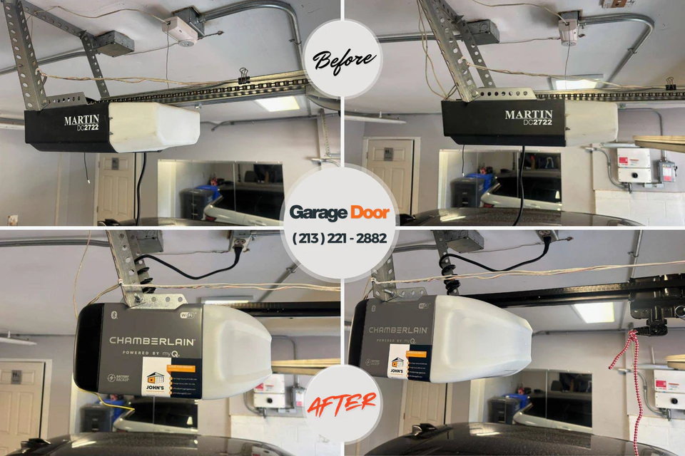 Before and after: garage door installation Santa Rita Ranch, TX